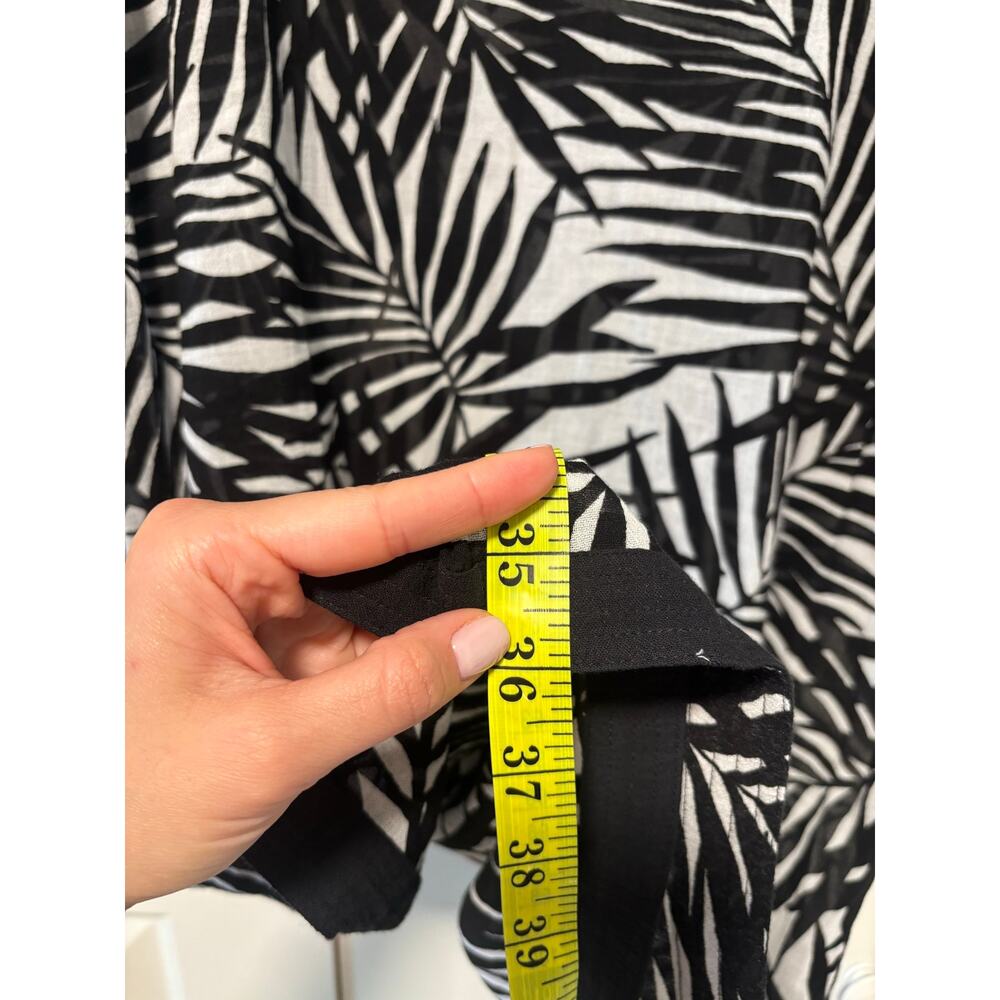 Lands’ End Swim Cover Up Tunic Medium 10-12 Black White Tropical Palm Cotton - Picture 5 of 7
